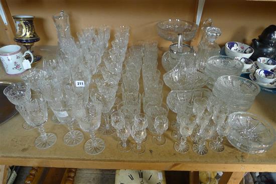 Part suite of Bohemian cut crystal drinking glassware